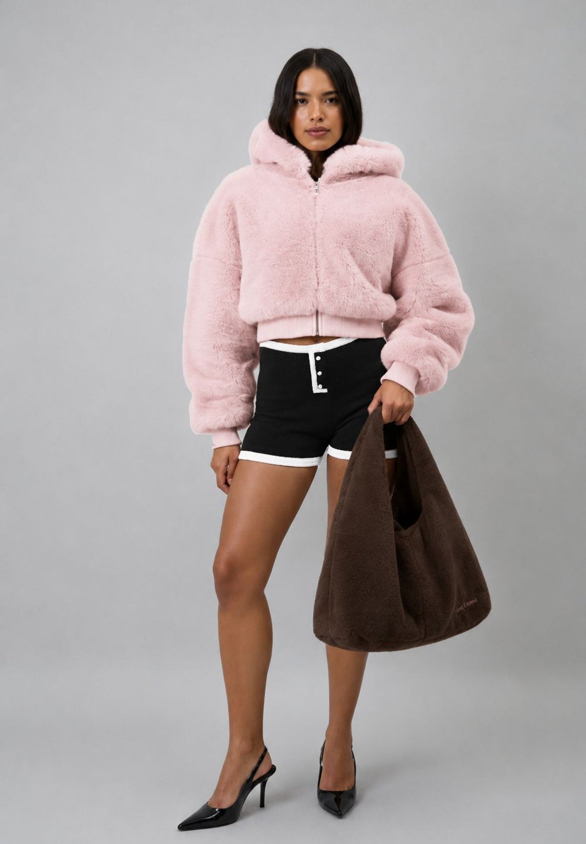 PINK TEDDY ZIP HOODIE