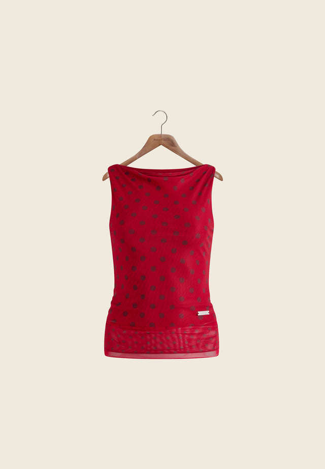 DOUBLE LAYER POLKA DOT MESH VEST