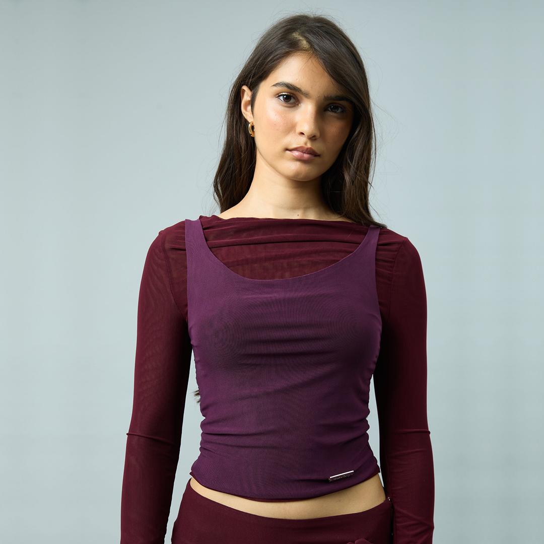 BURGUNDY DOUBLE LAYER SECOND SKIN TOP