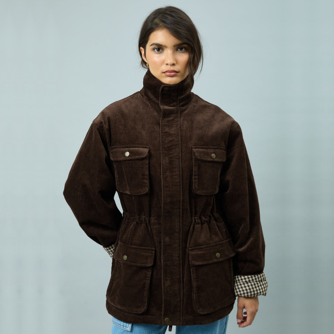 CORDUROY FUNNEL NECK JACKET