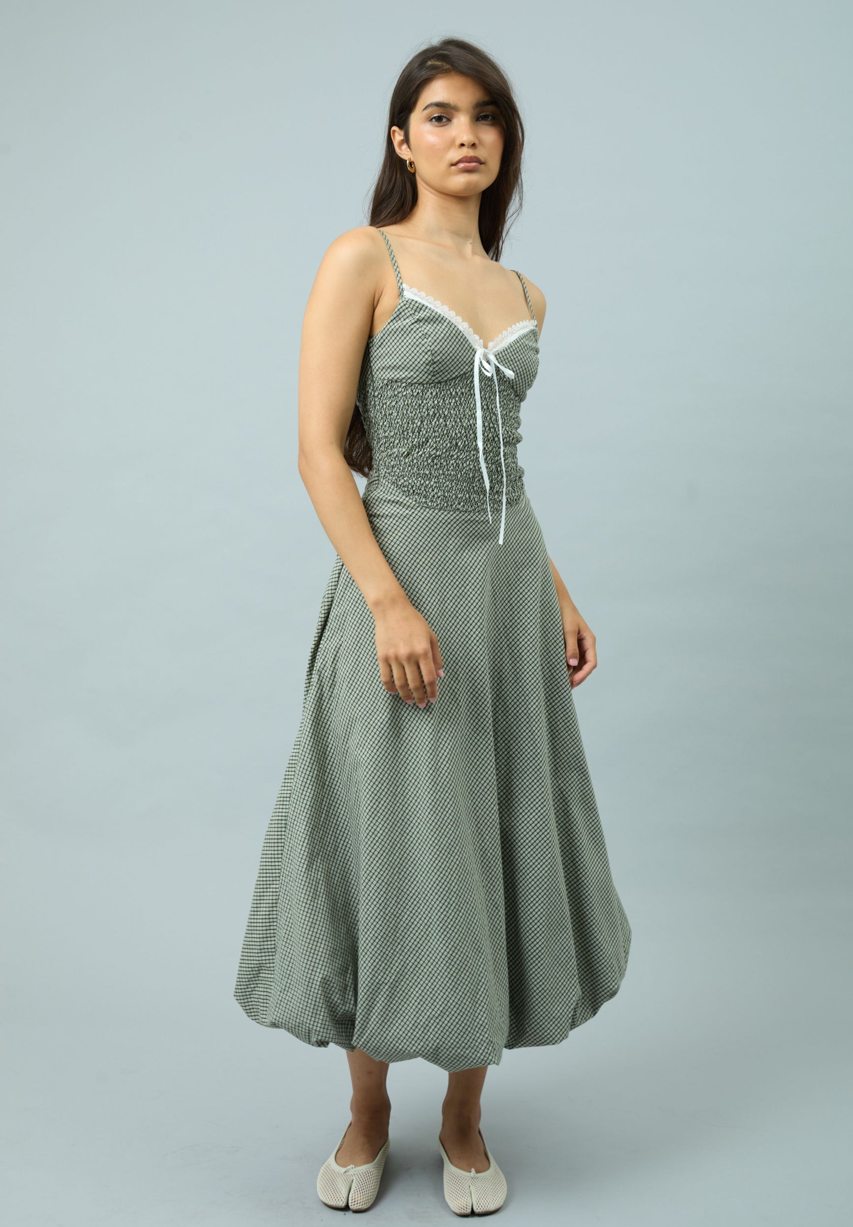 GINGHAM BALLOON CAMI DRESS