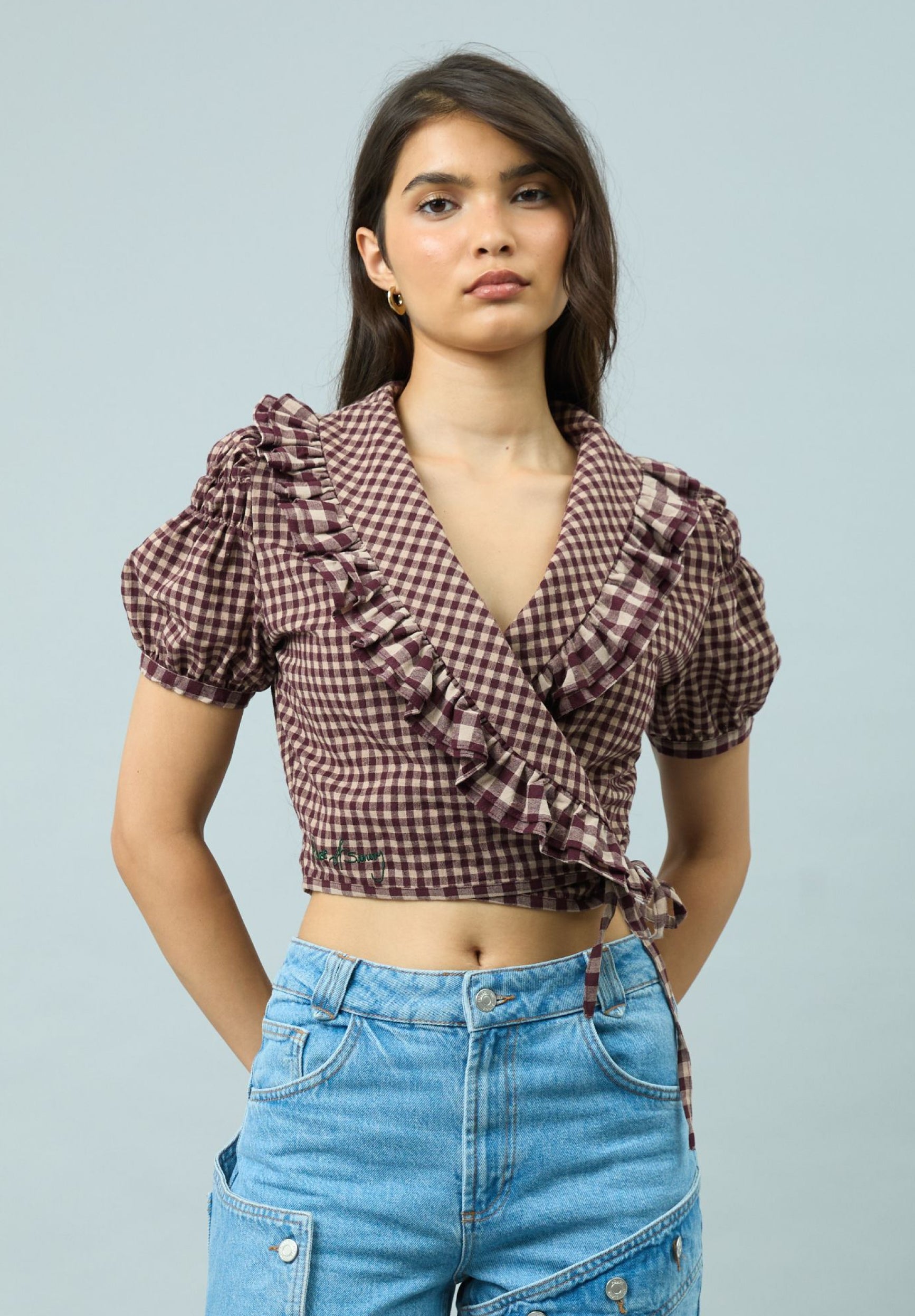 GINGHAM RUFFLE TOP
