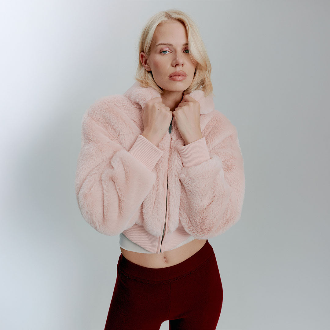 PINK TEDDY ZIP HOODIE