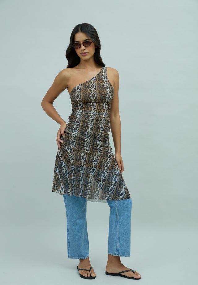 LEOPARD ASYMMETRIC DRESS