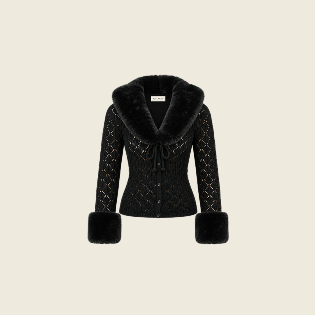 BLACK FUR COLLAR PEGGY