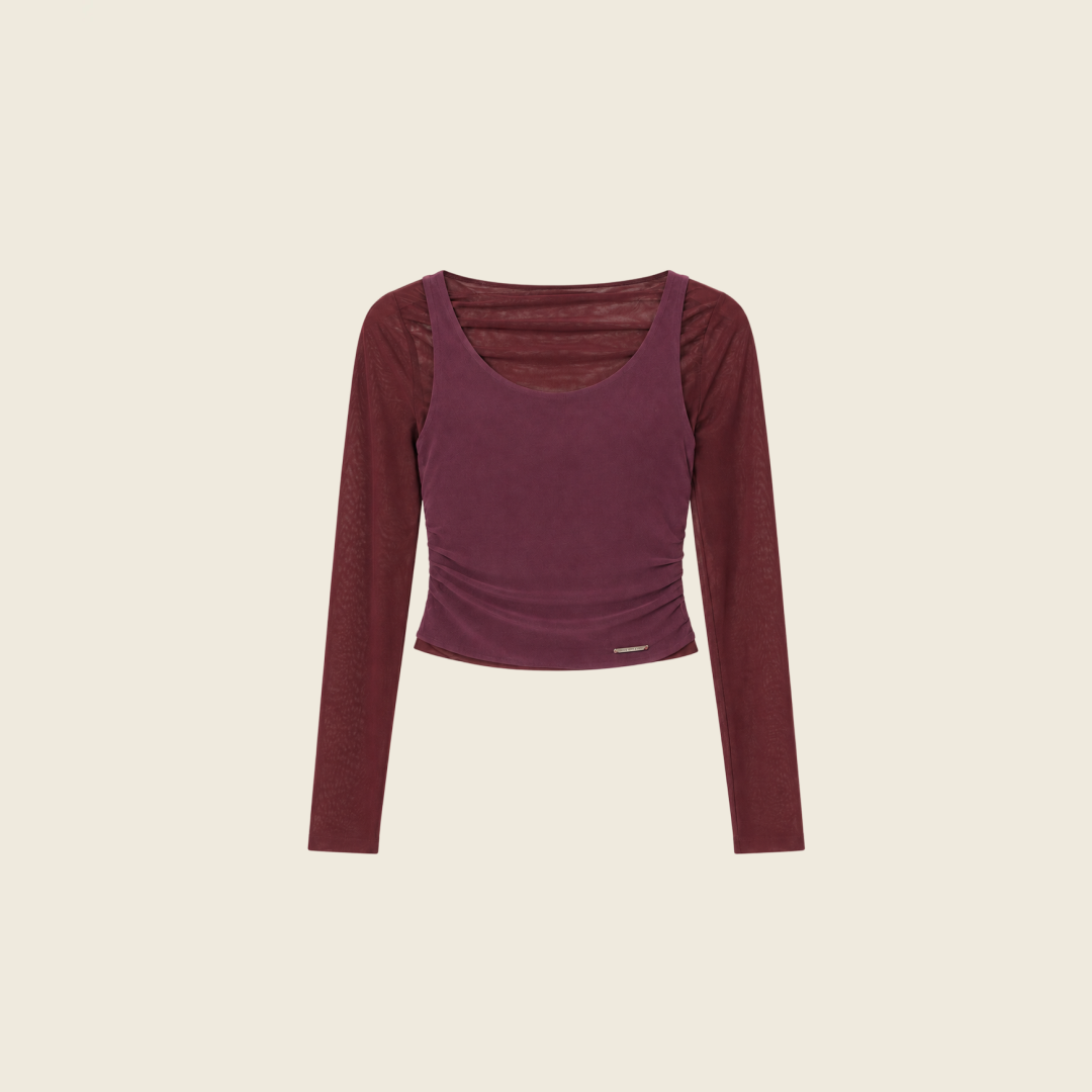 BURGUNDY DOUBLE LAYER SECOND SKIN TOP