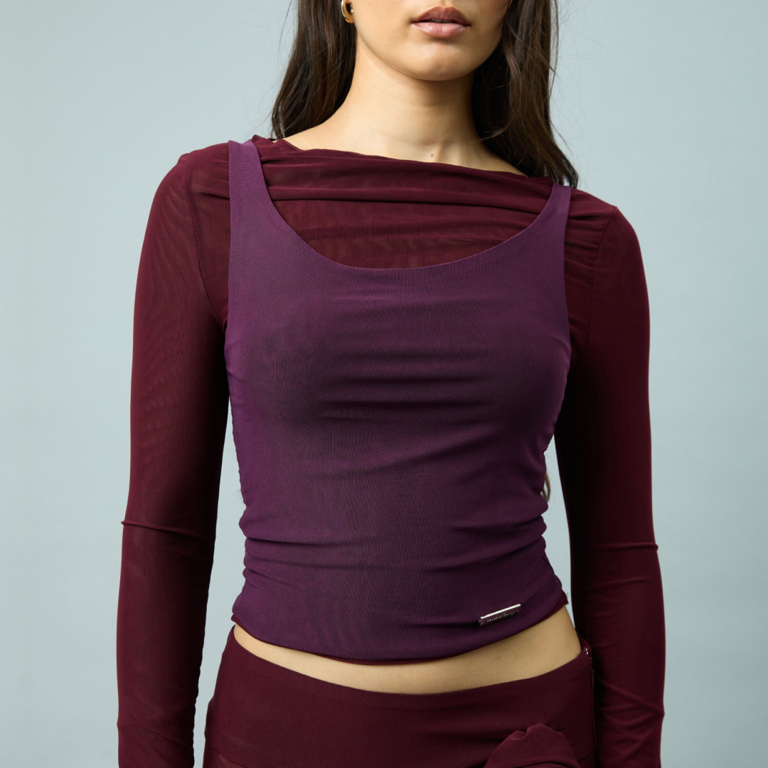 BURGUNDY DOUBLE LAYER SECOND SKIN TOP