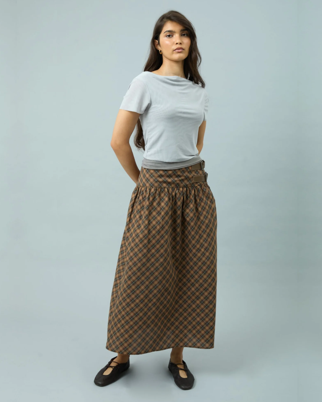 CHECK BUCKLE SKIRT