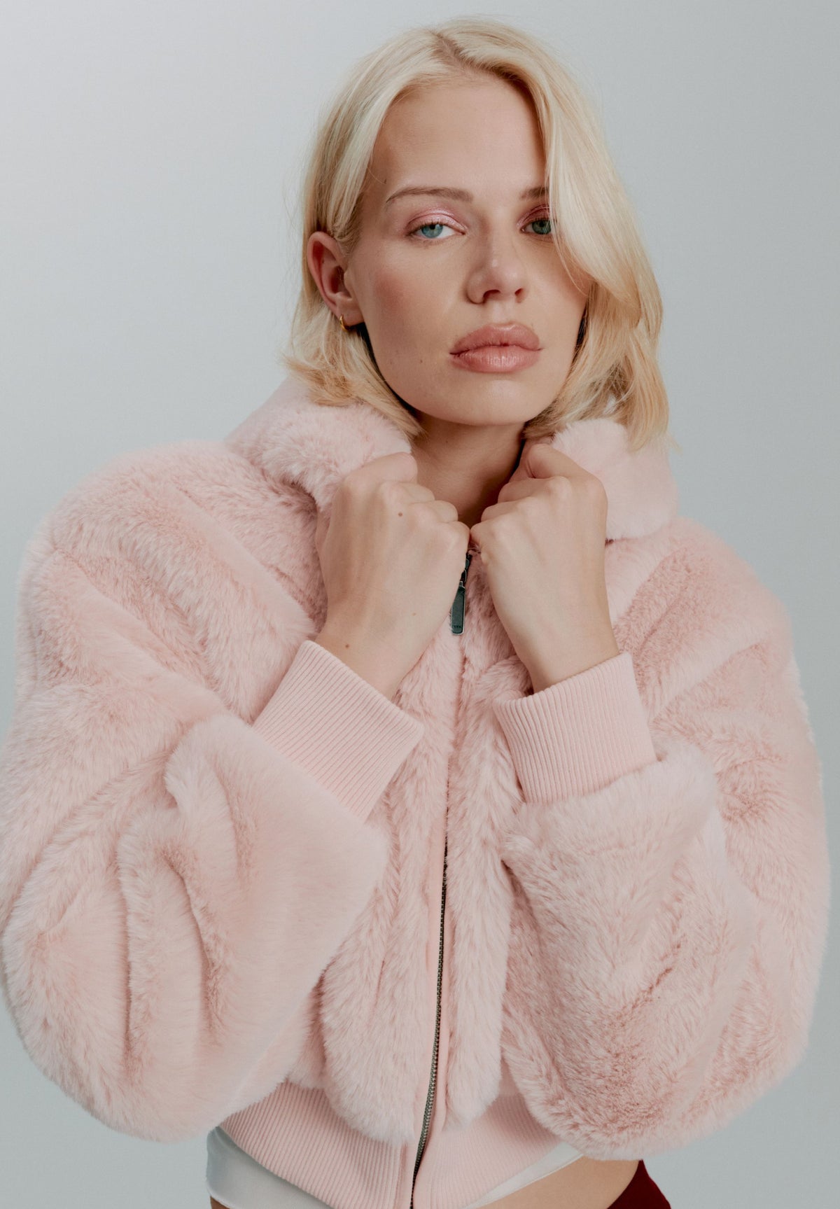 PINK TEDDY ZIP HOODIE