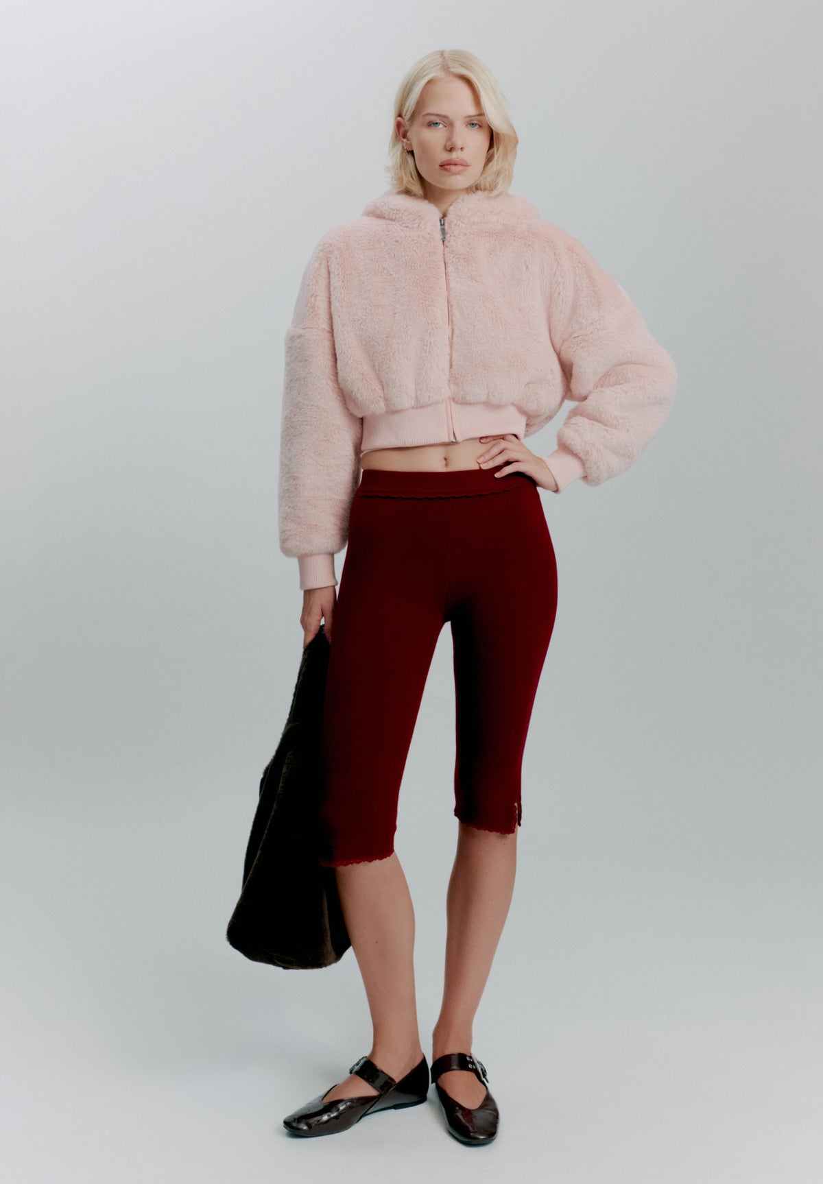 PINK TEDDY ZIP HOODIE