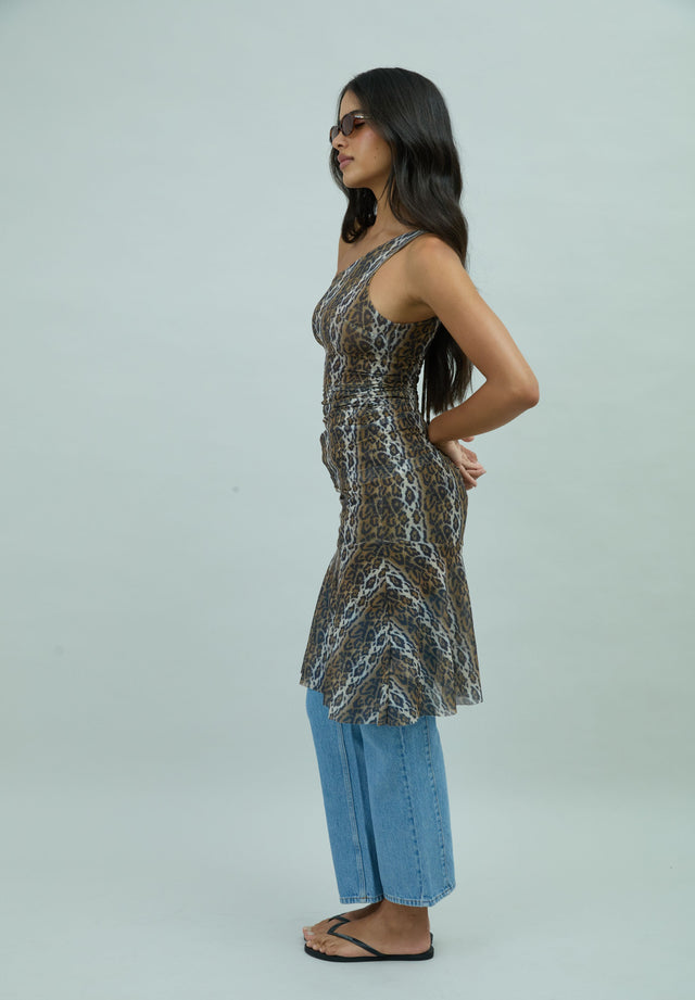 LEOPARD ASYMMETRIC DRESS