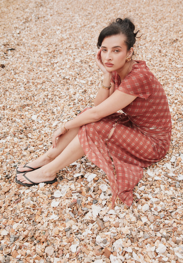 RETRO CHECK MESH SKIRT