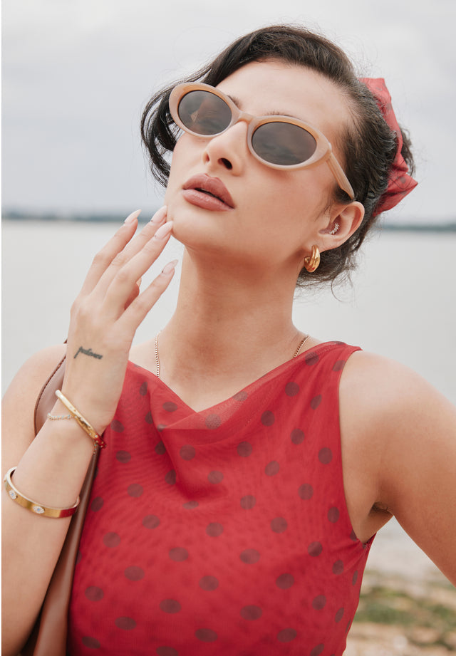 DOUBLE LAYER POLKA DOT MESH VEST