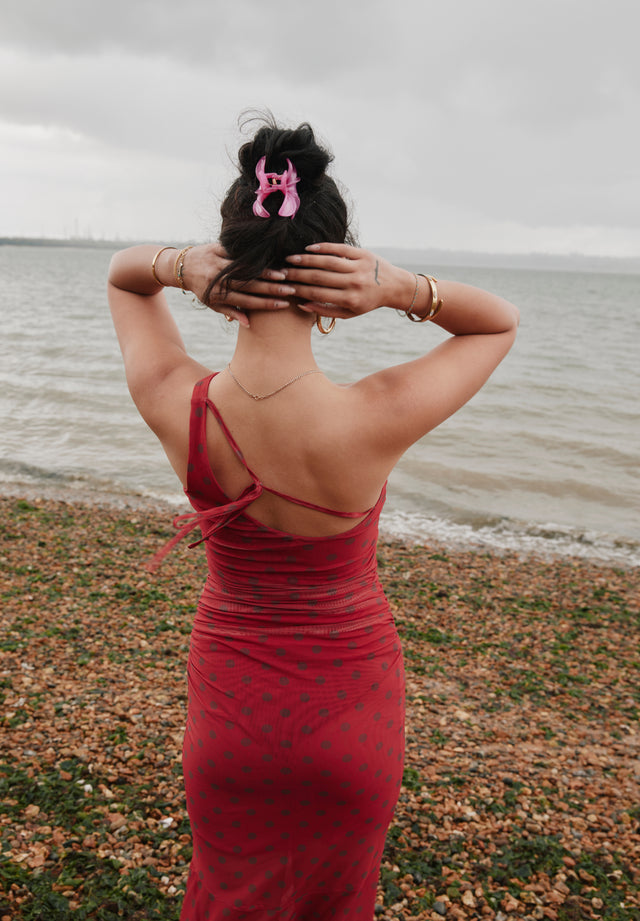 POLKA DOT ASYMMETRIC DRESS