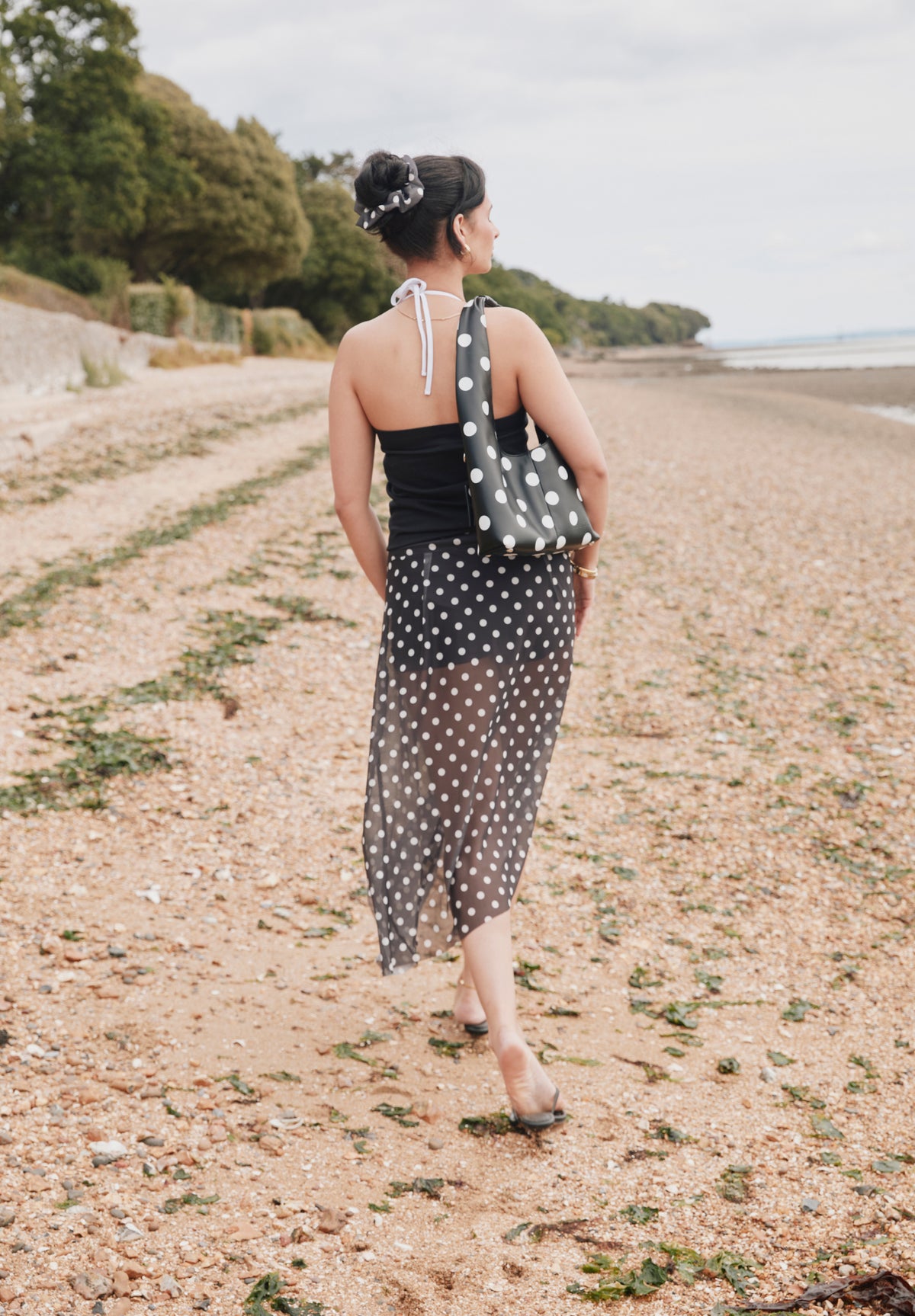 POLKA DOT MESH PRINTED SKIRT