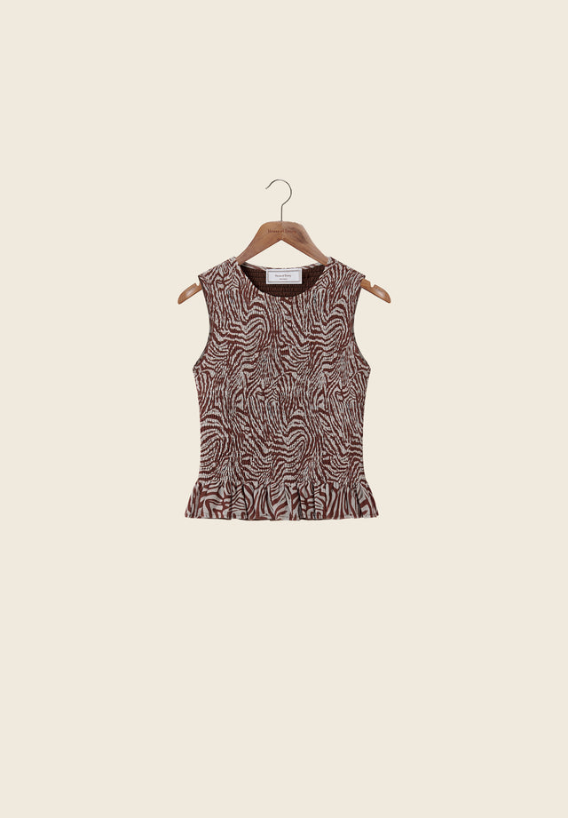 ZEBRA MESH SLEEVELESS TOP