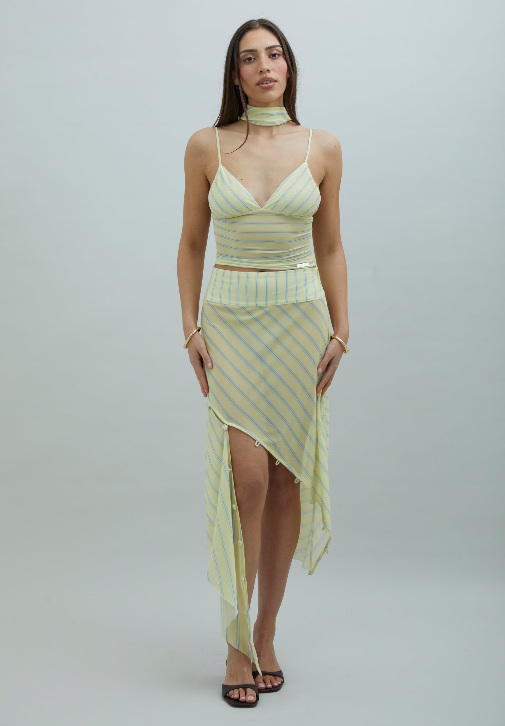 STRIPED MESH CAMI TOP