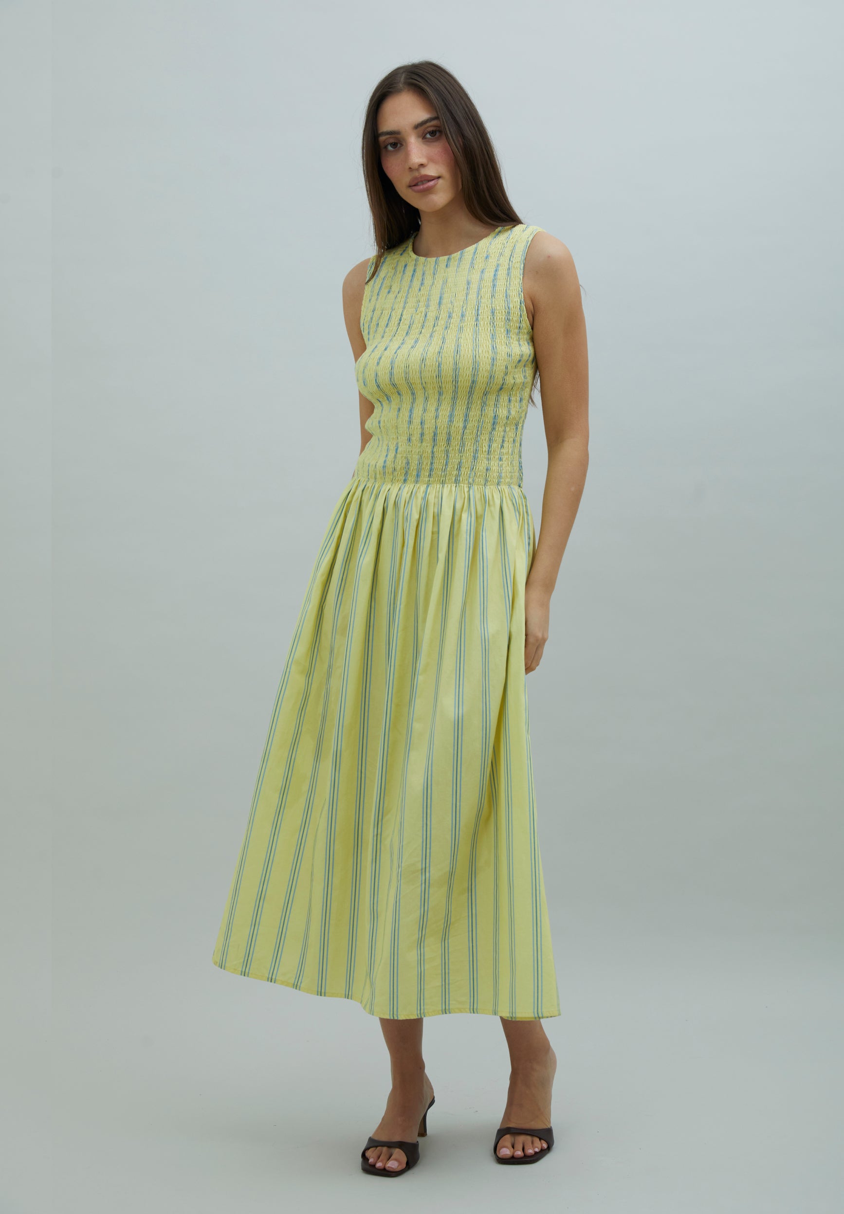 Striped Sleeveless Midi Dress