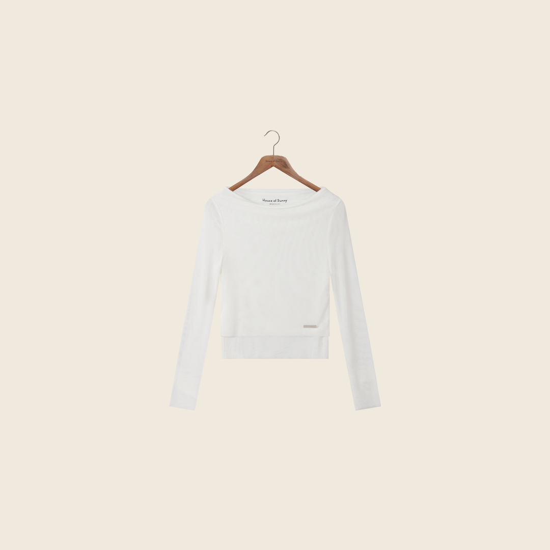 WHITE LONG SLEEVE SECOND SKIN TOP