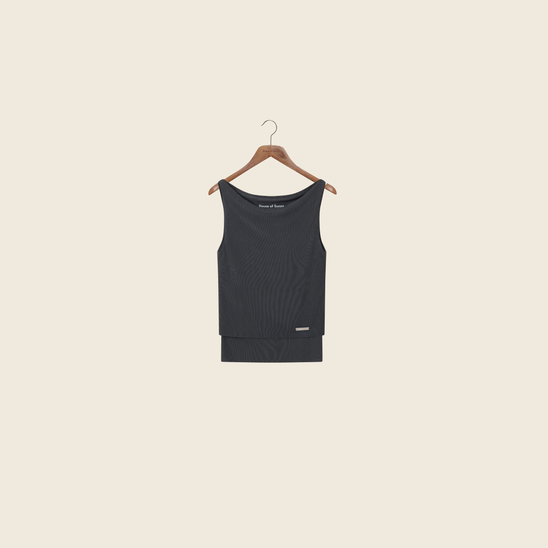 CHARCOAL DOUBLE LAYER SECOND SKIN TOP