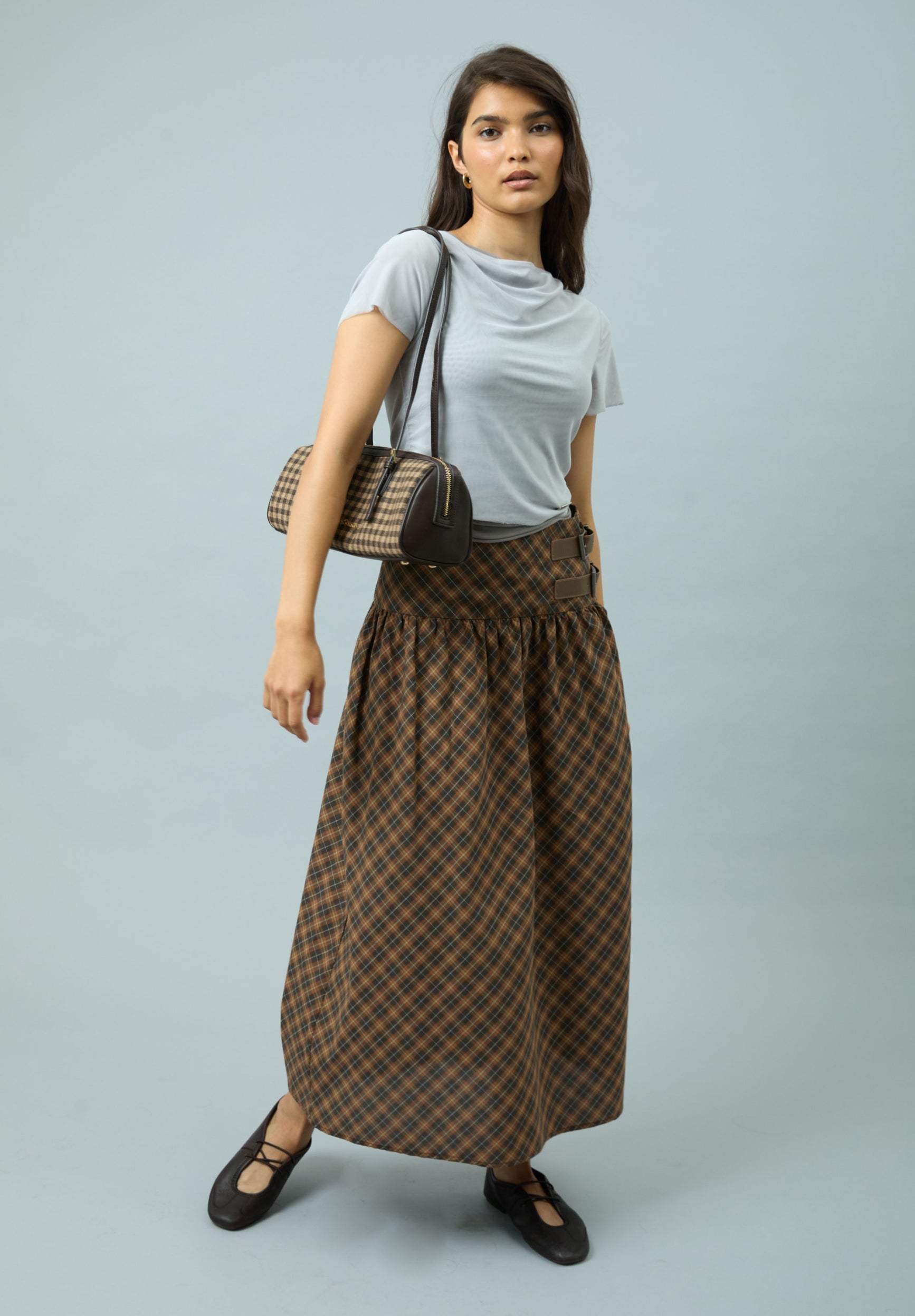 CHECK BUCKLE SKIRT