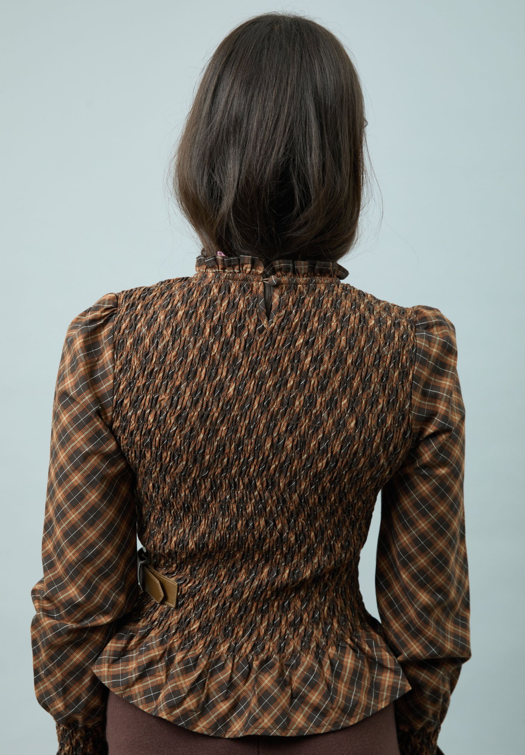 CHECK RUCHED TOP