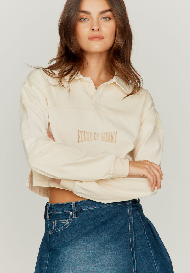 CROPPED POWER LOGO BUTTON UP