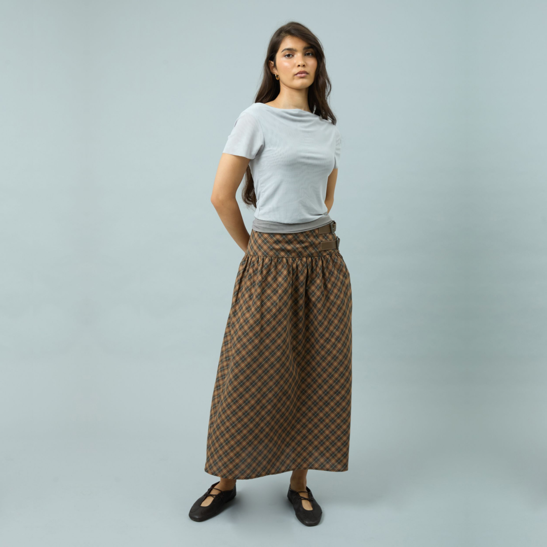 CHECK BUCKLE SKIRT