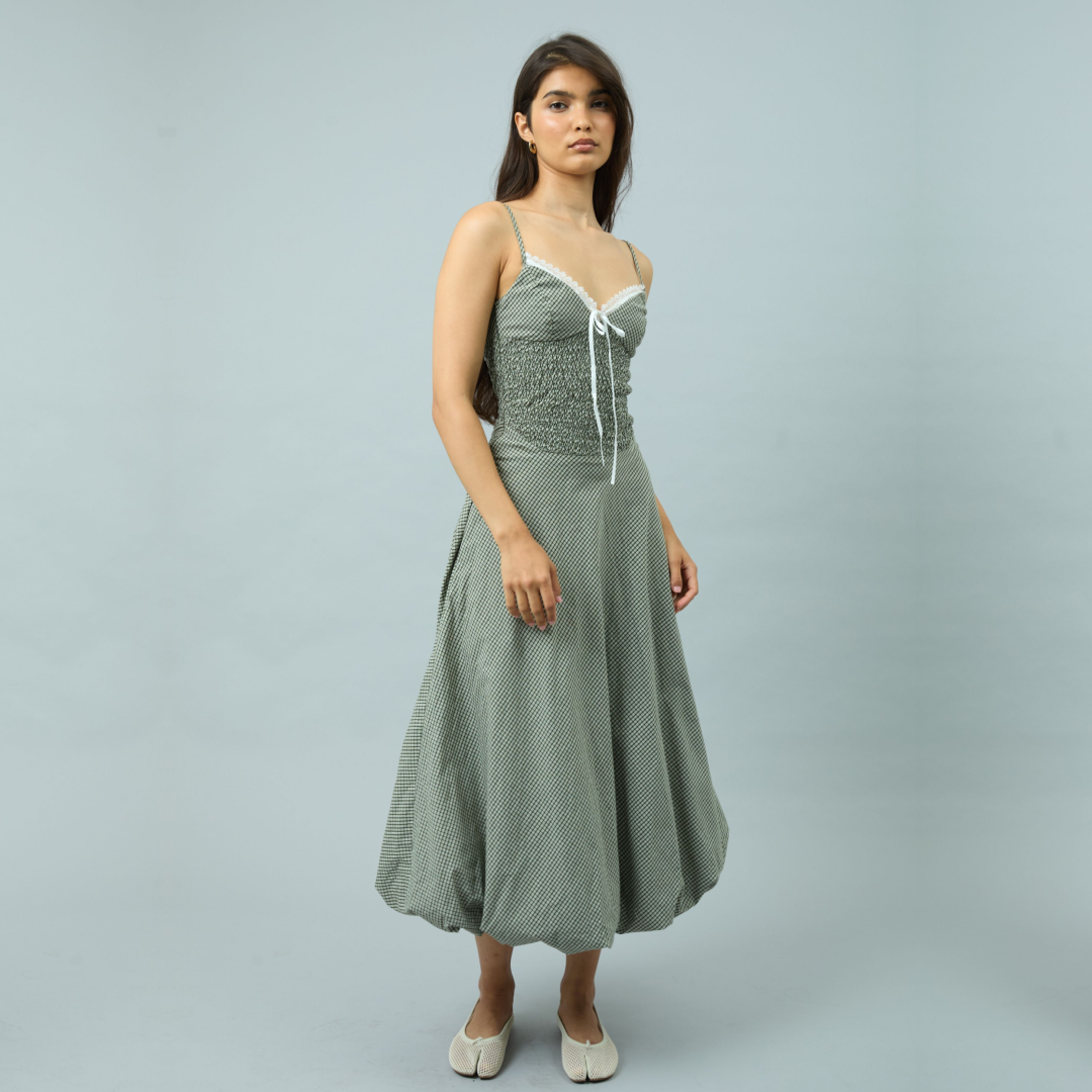 GINGHAM BALLOON CAMI DRESS