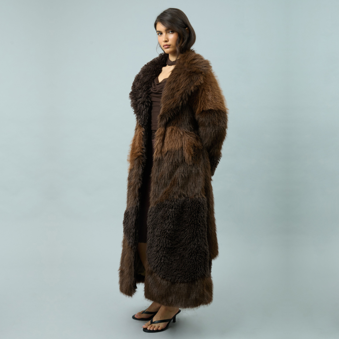 HUSTLE FUR PATCHWORK COAT