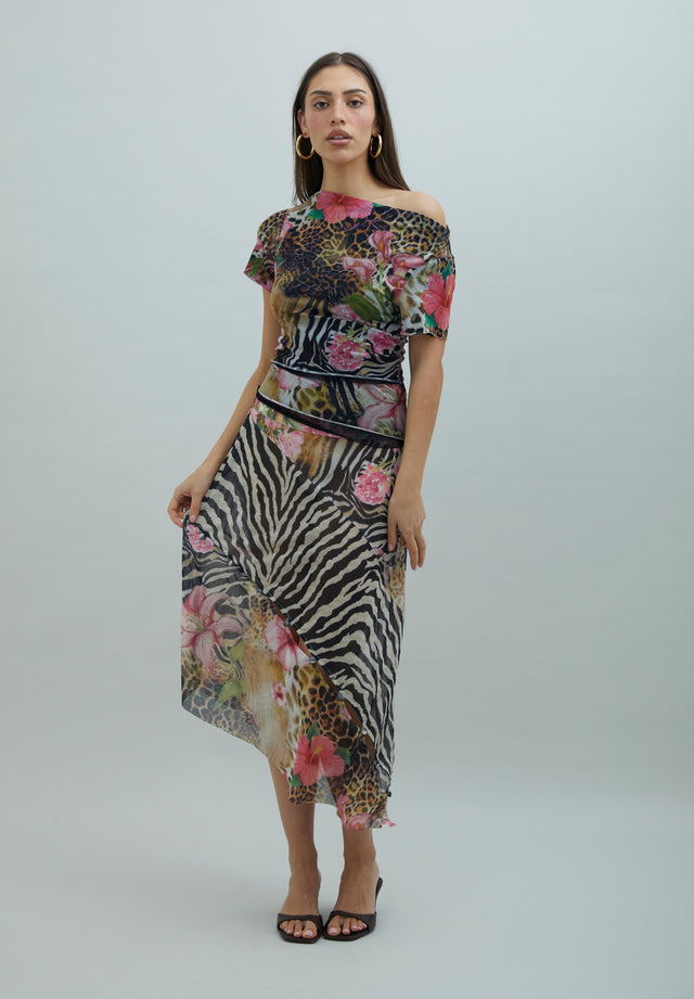 TROPICAL MESH SKIRT