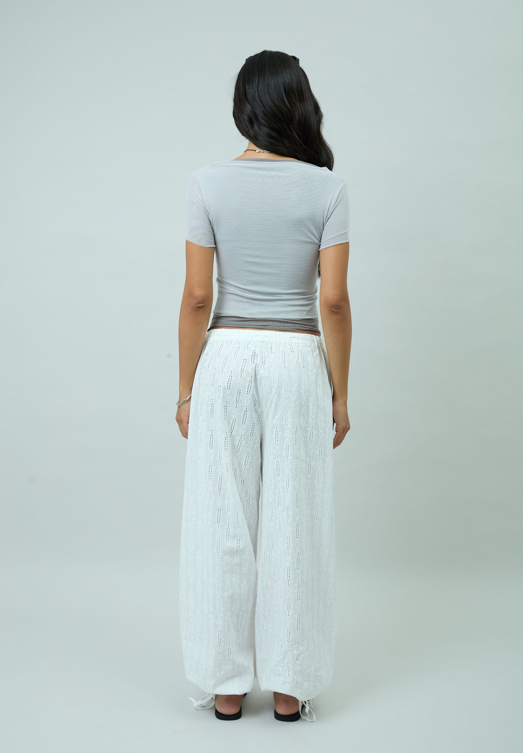 GREY DOUBLE LAYER MESH TOP