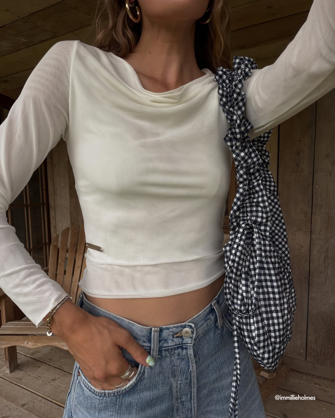 WHITE LONG SLEEVE DOUBLE LAYER TOP
