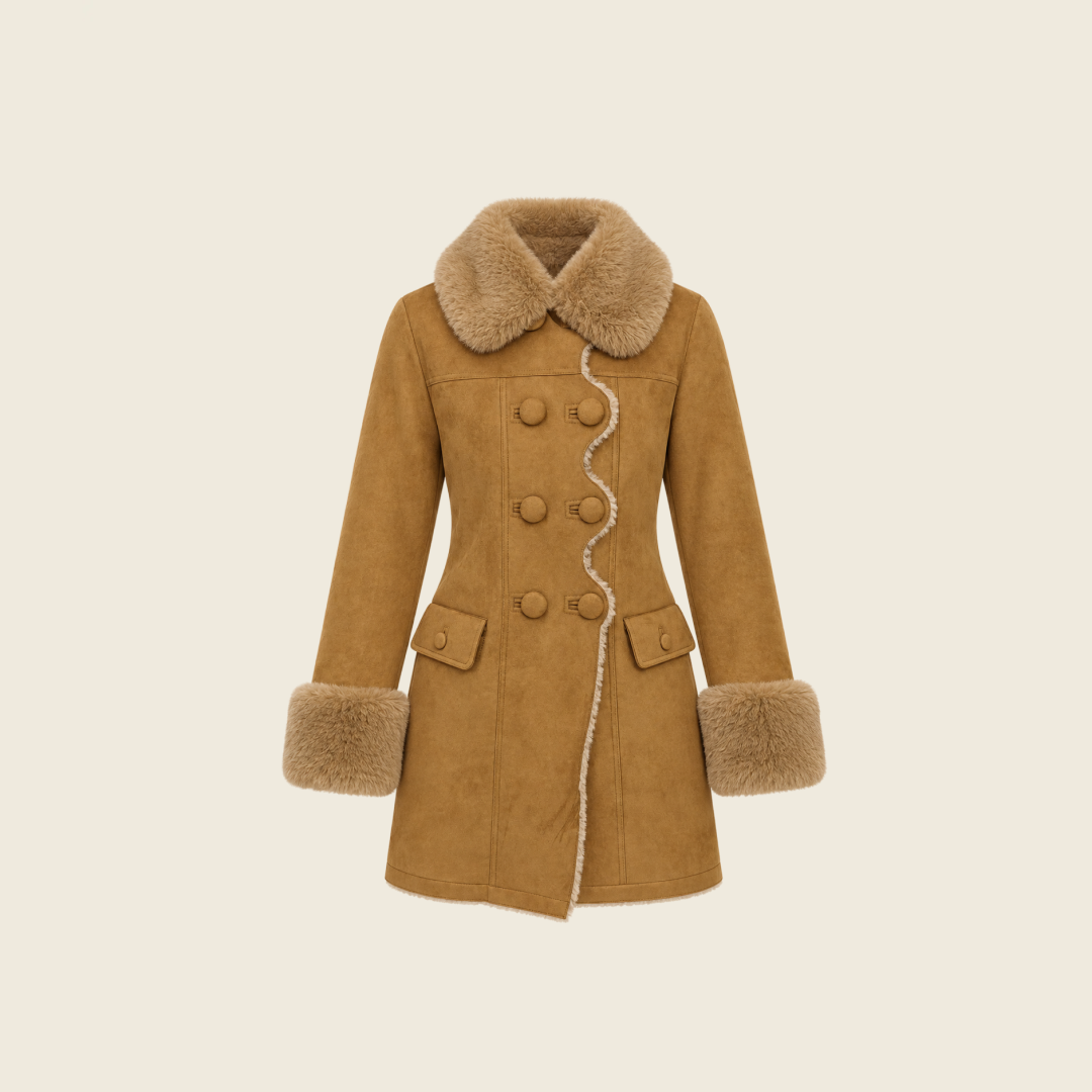 DOLLY HONEY SUEDE SHEARLING COAT