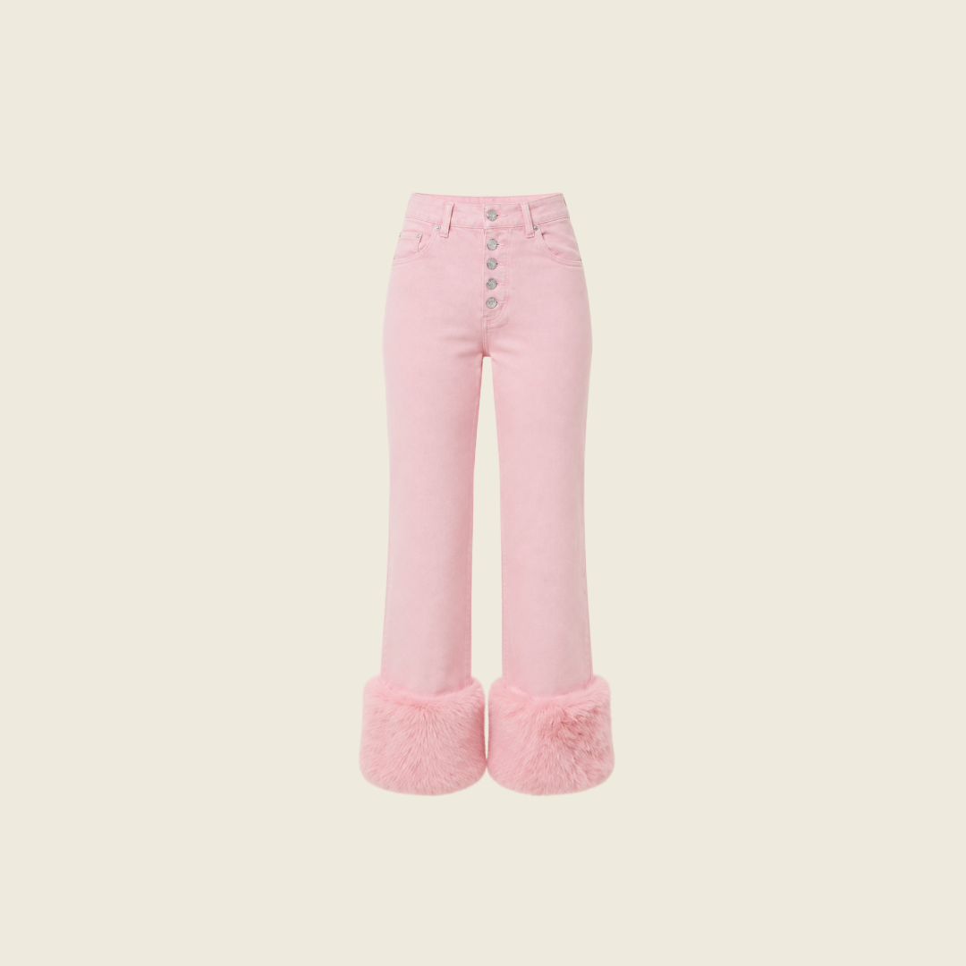 PINK FUR TRIM JESSIE JEANS