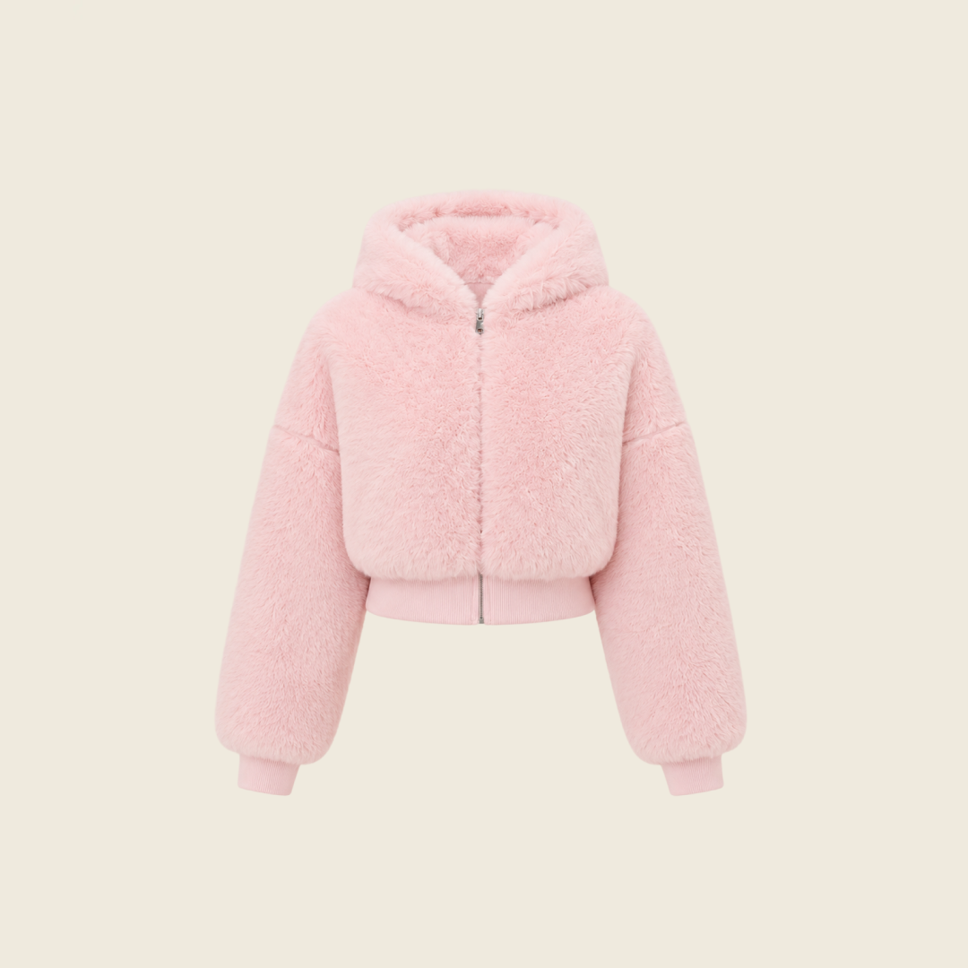 PINK TEDDY ZIP HOODIE