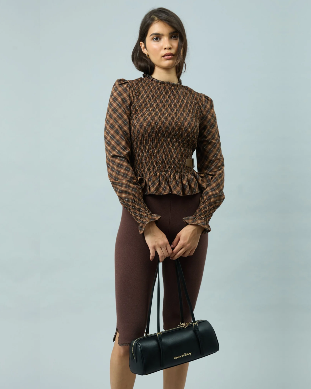 CHECK RUCHED TOP