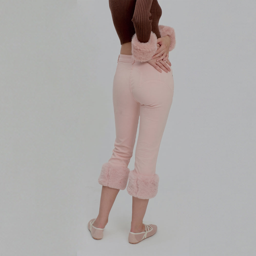 PINK FUR TRIM JESSIE JEANS