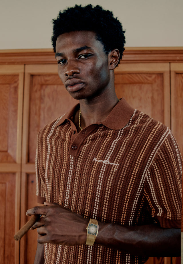 STRIPE KNITTED POLO