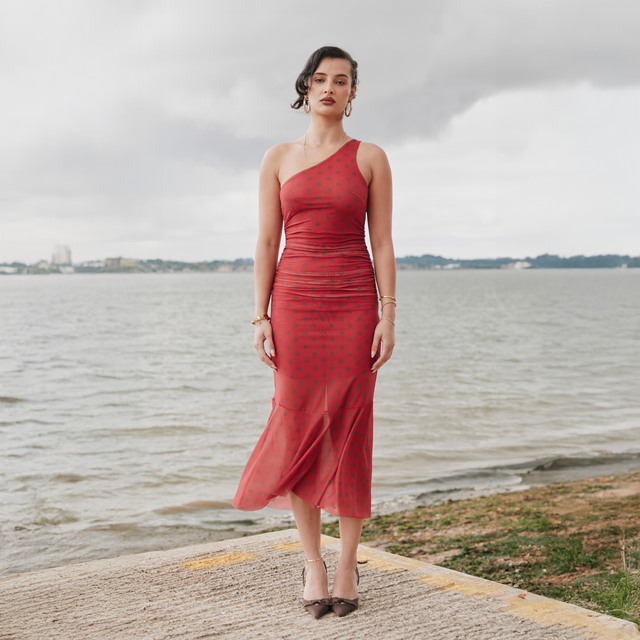 POLKA DOT ASYMMETRIC DRESS