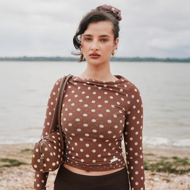 DOUBLE LAYER POLKA DOT MESH LONG SLEEVE