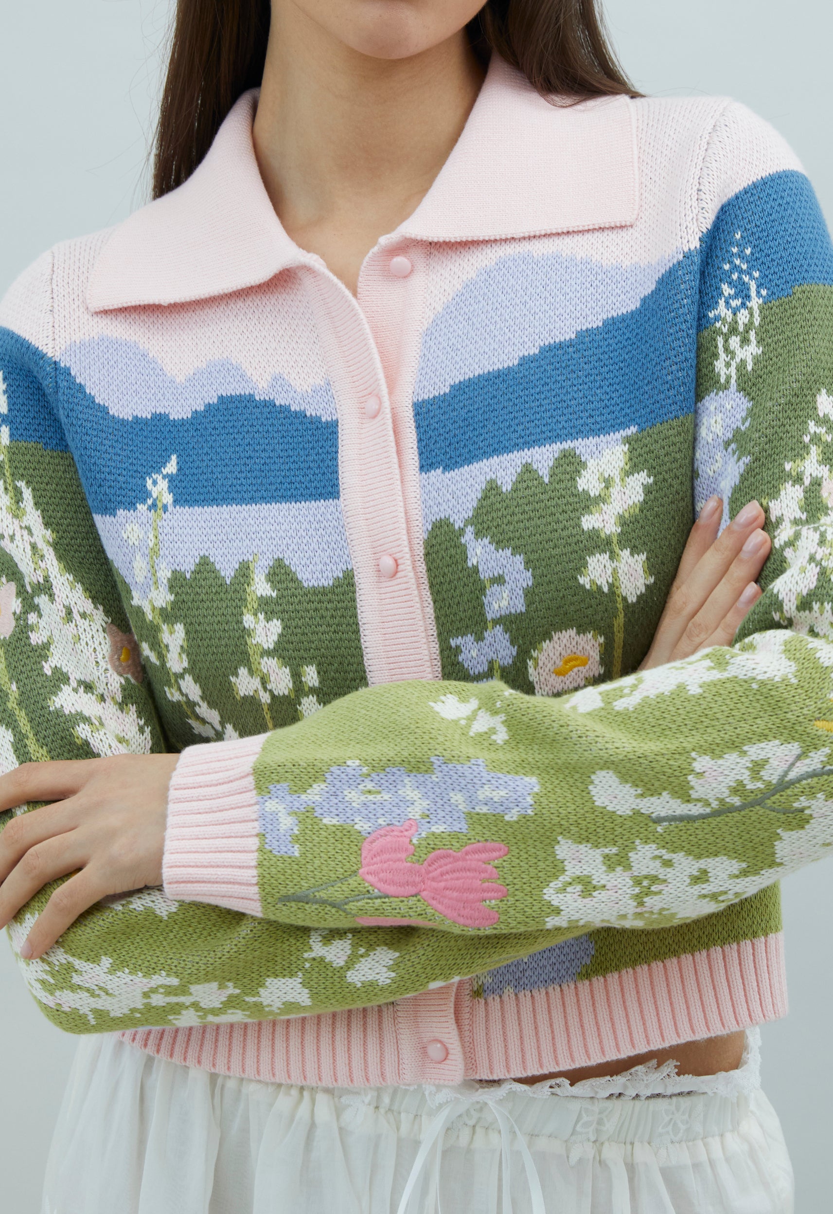 Sunset Blooms Tripper Cardigan | House of Sunny Floral Jacquard Knit