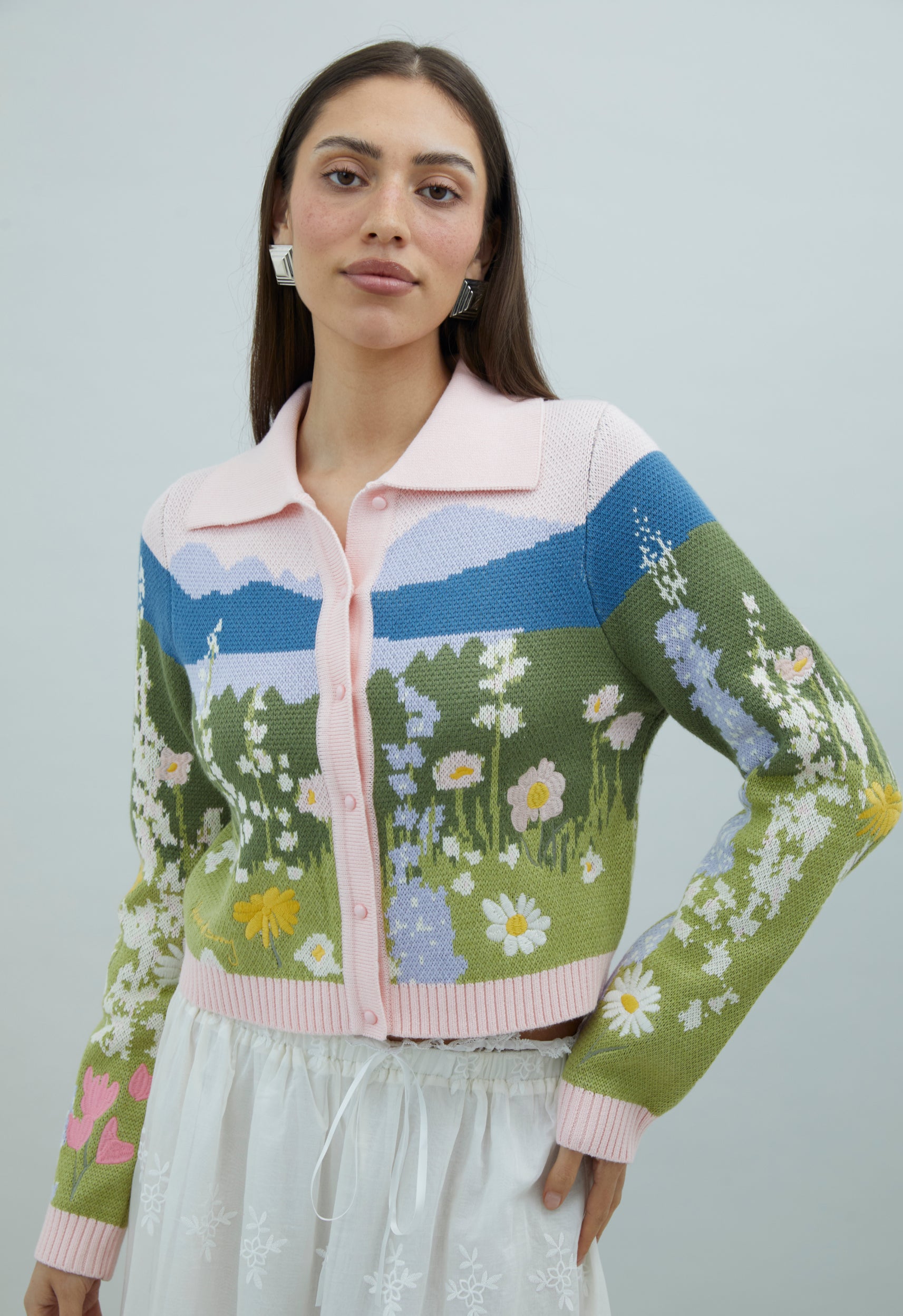 Sunset Blooms Tripper Cardigan | House of Sunny Floral Jacquard Knit