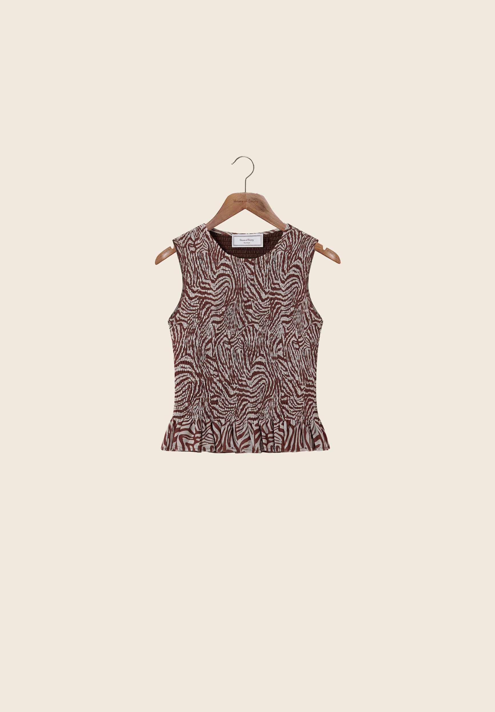 ZEBRA MESH SLEEVELESS TOP