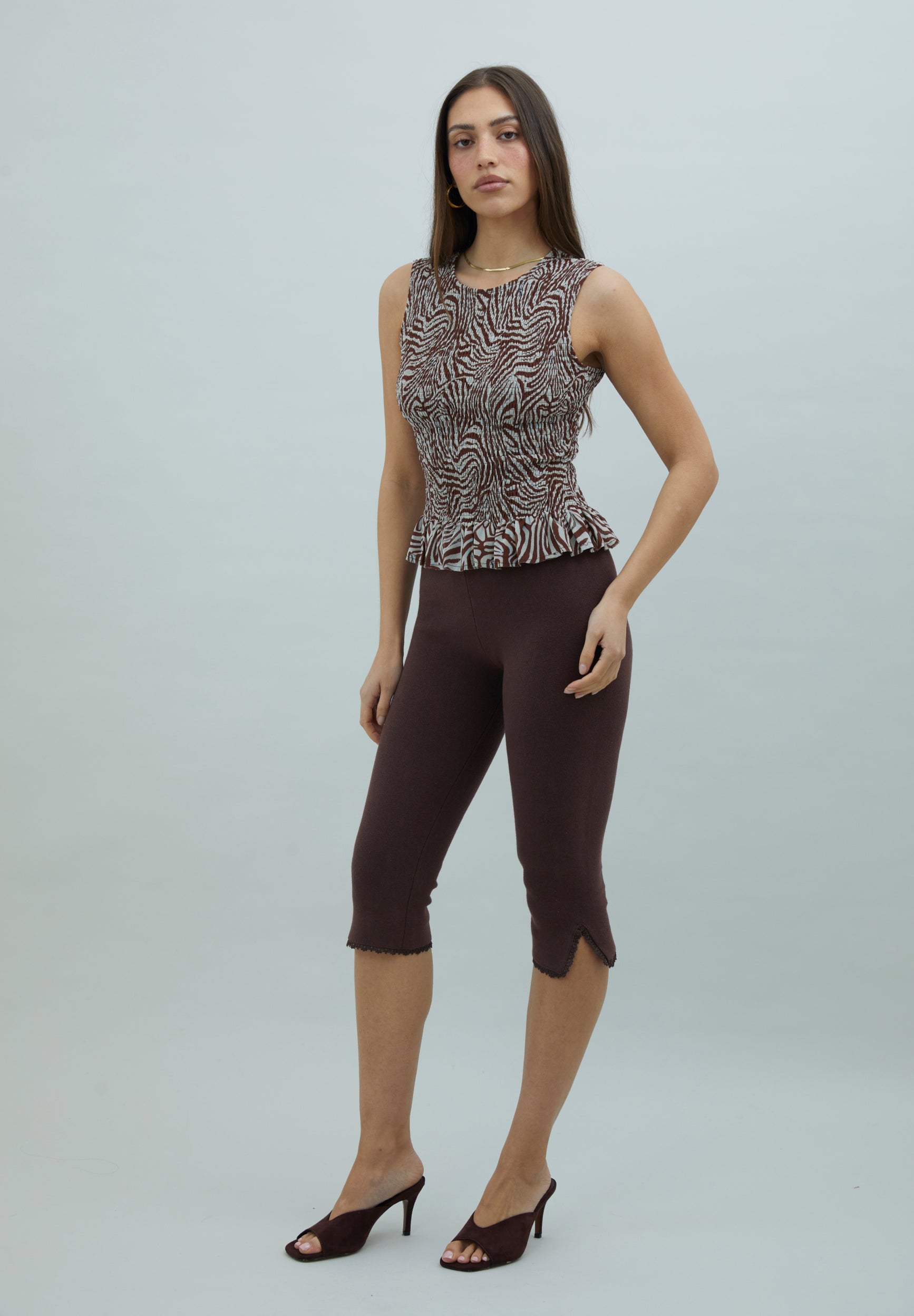 ZEBRA MESH SLEEVELESS TOP