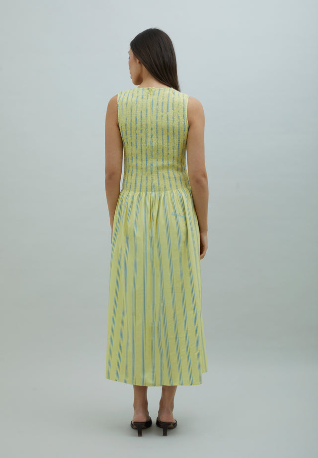 STRIPED RUCHED DRESS