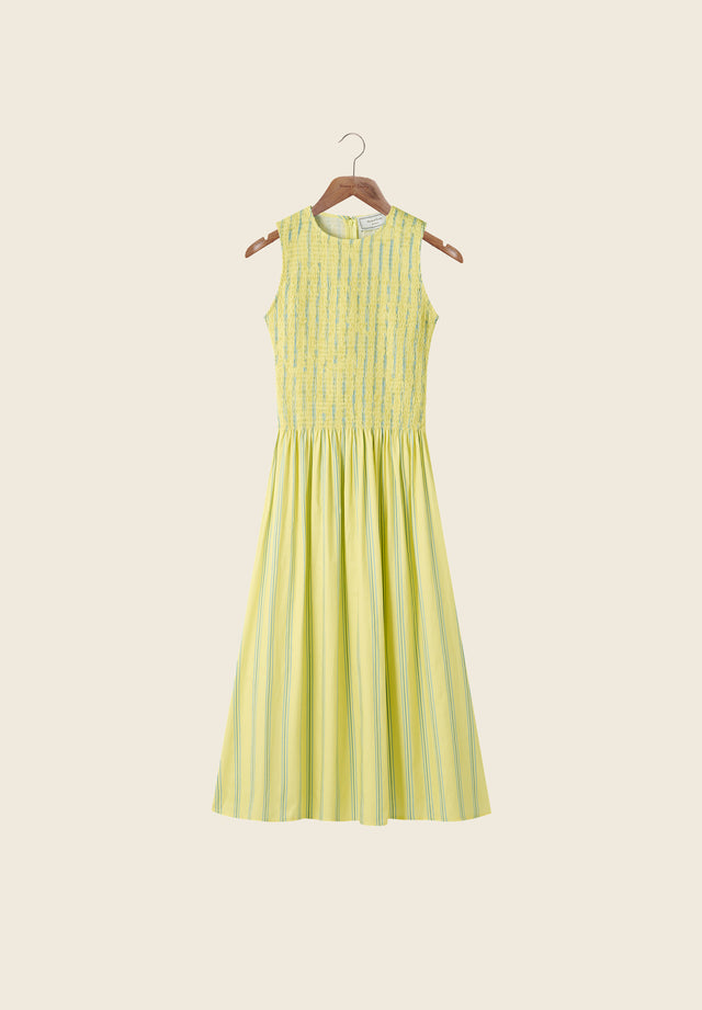 STRIPED RUCHED DRESS