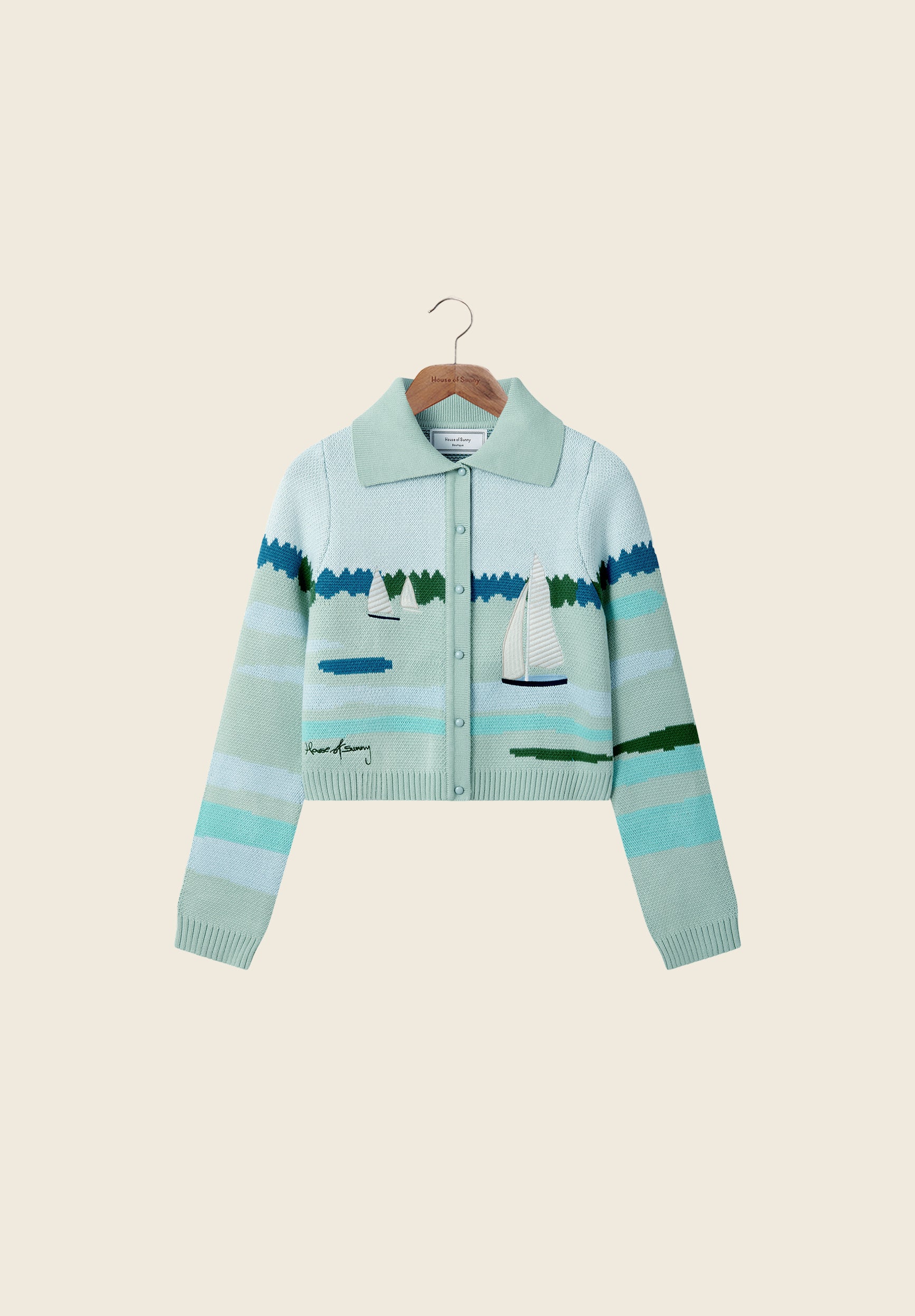 House of Sunny Sail Away Tripper Cardigan | Nautical Cropped Knit