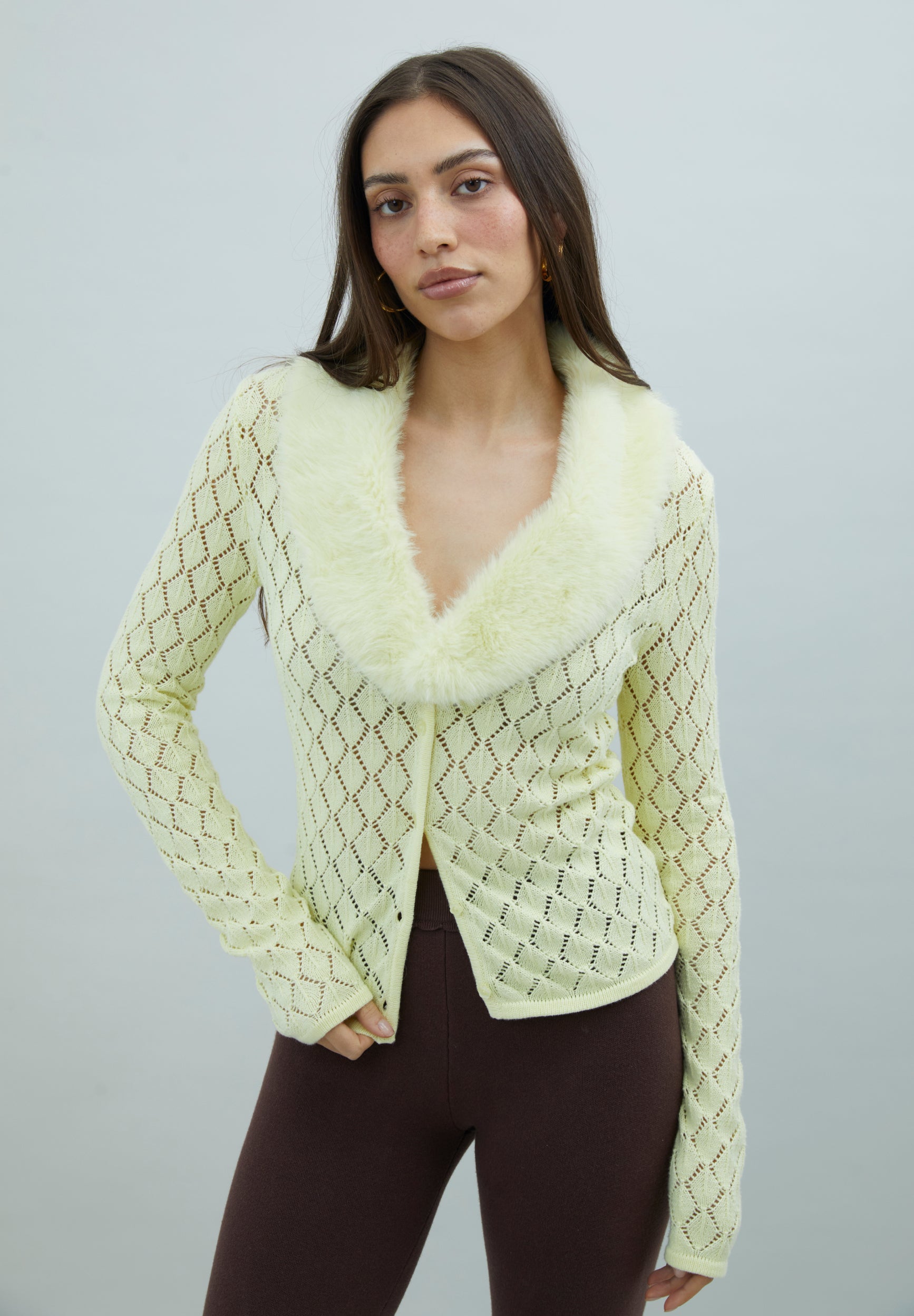 Vanilla Peggy 100% Cotton Cardigan | House of Sunny Detachable Fur