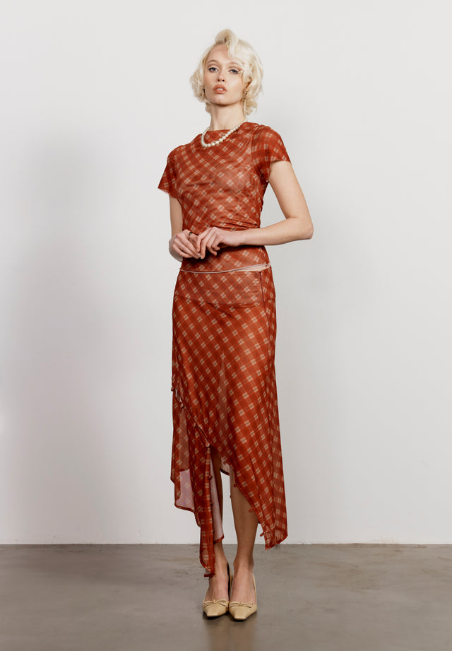 RETRO CHECK MESH SKIRT